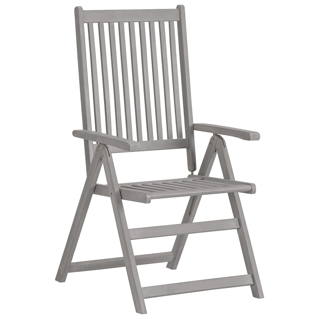 Garden Chair | Set of 4 | Grey | Solid Acacia Wood | Standard | Foldable