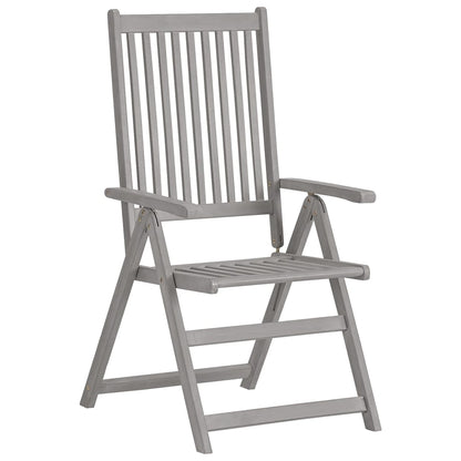 Garden Chair | Set of 4 | Grey | Solid Acacia Wood | Standard | Foldable