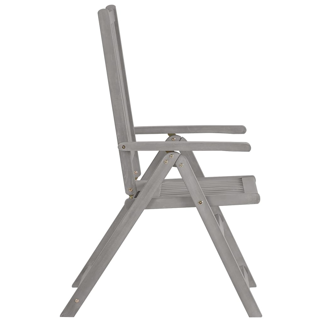 Garden Chair | Set of 4 | Grey | Solid Acacia Wood | Standard | Foldable