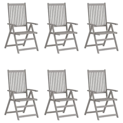 Garden Chair | Set of 6 | Grey | Solid Acacia Wood | Standard | Foldable