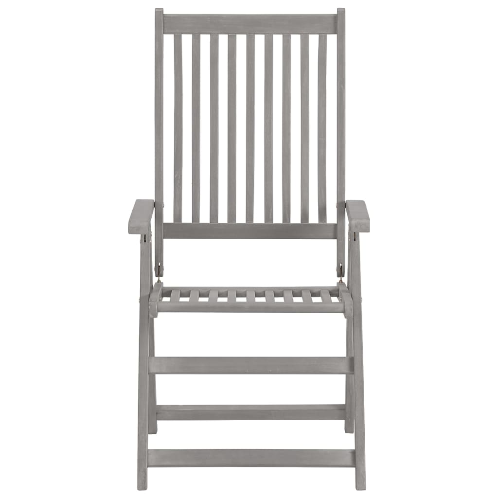 Garden Chair | Set of 6 | Grey | Solid Acacia Wood | Standard | Foldable