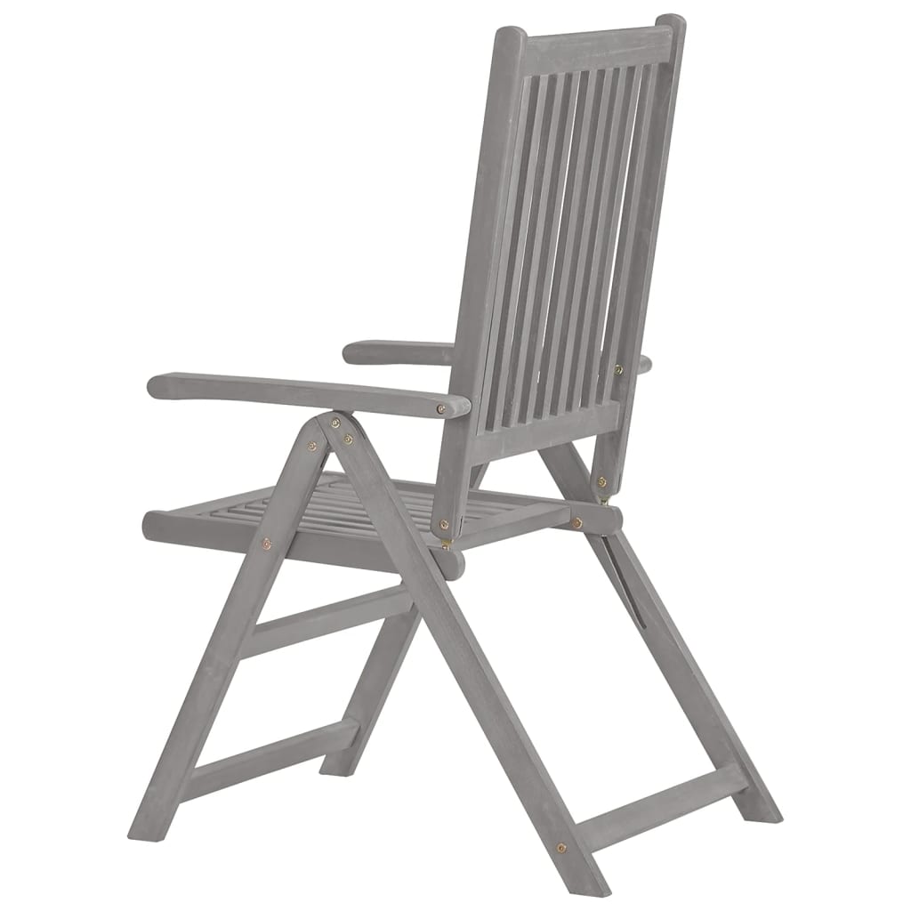 Garden Chair | Set of 6 | Grey | Solid Acacia Wood | Standard | Foldable