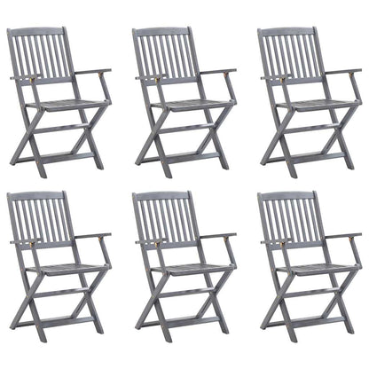 Outdoor Chair | Set of 6 | Grey | Solid Acacia wood | Standard | Foldable