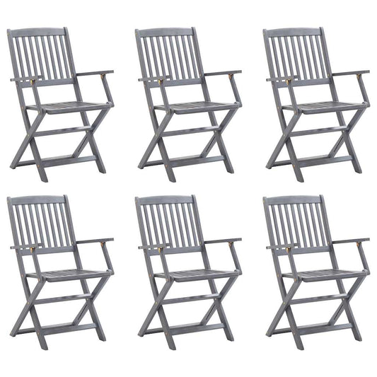 Folding Chairs 6 pcs Solid Acacia Wood