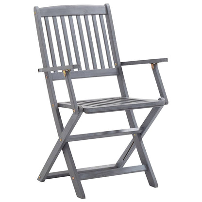 Outdoor Chair | Set of 6 | Grey | Solid Acacia wood | Standard | Foldable