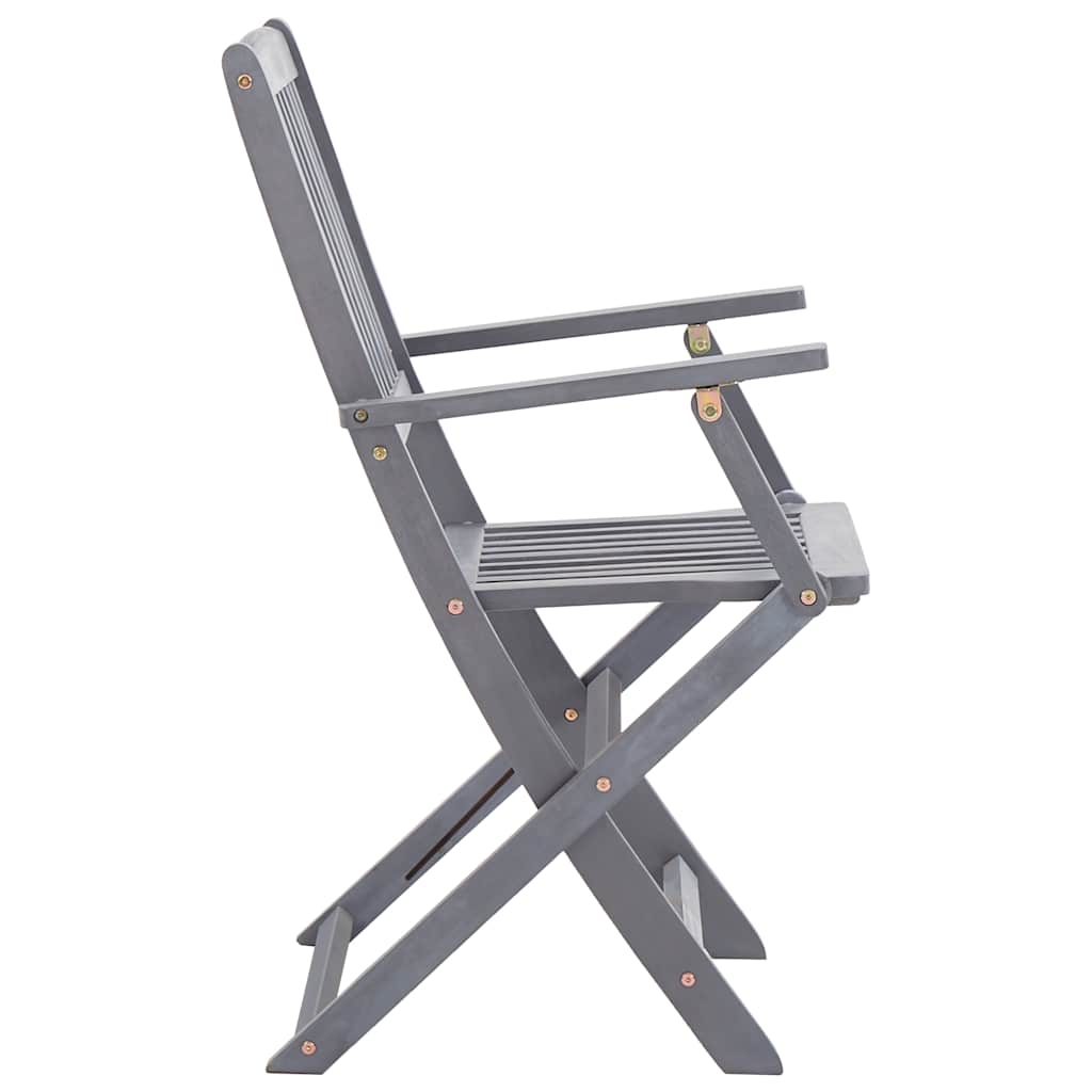 Outdoor Chair | Set of 6 | Grey | Solid Acacia wood | Standard | Foldable