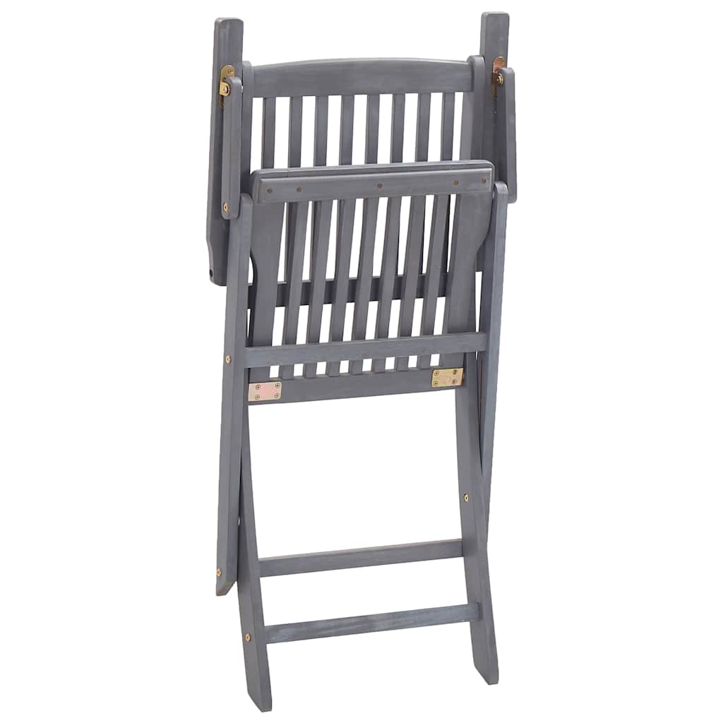 Outdoor Chair | Set of 6 | Grey | Solid Acacia wood | Standard | Foldable