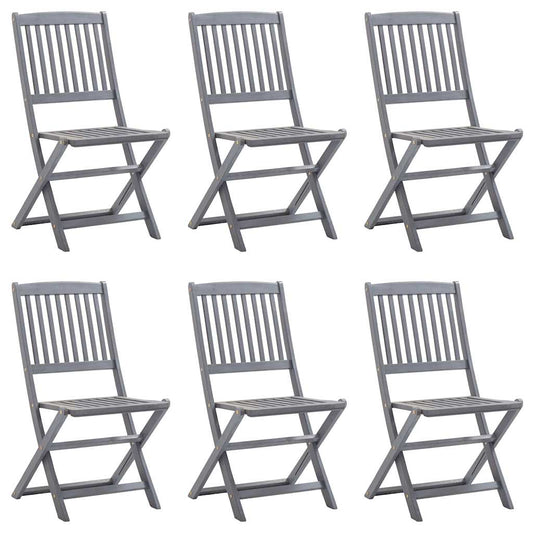 3065520 vidaXL Folding Chairs 6 pcs Solid Acacia Wood (46335+46336)