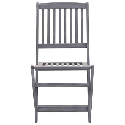 Outdoor Chair | Set of 6 | Grey | Solid Acacia Wood | Medium | Foldable