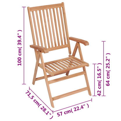 Reclining Patio Chairs 4 pcs Solid Teak Wood