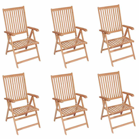 Reclining Folding Chairs 6 pcs Solid Teak Wood
