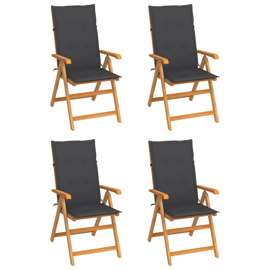 Patio Chairs 4 pcs with Anthracite Cushions Solid Teak Wood