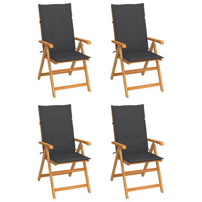 Patio Chairs 4 pcs with Anthracite Cushions Solid Teak Wood