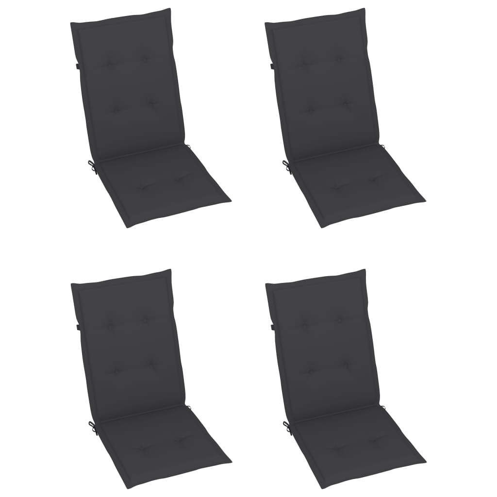 Patio Chairs 4 pcs with Anthracite Cushions Solid Teak Wood