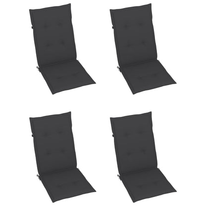Patio Chairs 4 pcs with Anthracite Cushions Solid Teak Wood