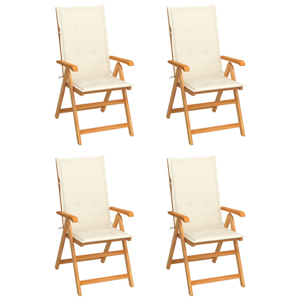 Patio Chairs 4 pcs with Cream Cushions Solid Teak Wood