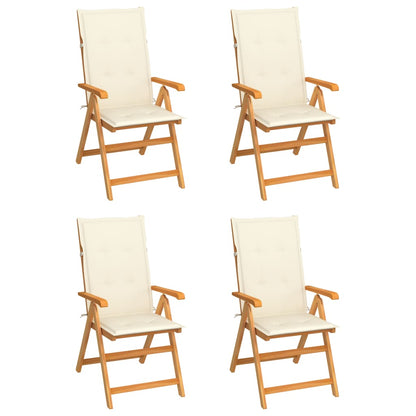 Patio Chairs 4 pcs with Cream Cushions Solid Teak Wood