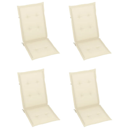Patio Chairs 4 pcs with Cream Cushions Solid Teak Wood