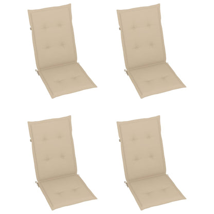 Patio Chairs 4 pcs with Beige Cushions Solid Teak Wood