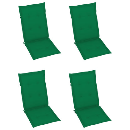 Patio Chairs 4 pcs with Green Cushions Solid Teak Wood