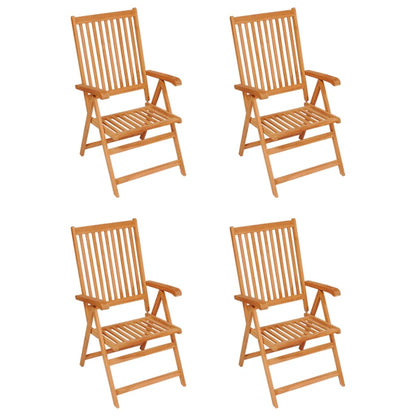 Patio Chairs 4 pcs with Red Cushions Solid Teak Wood