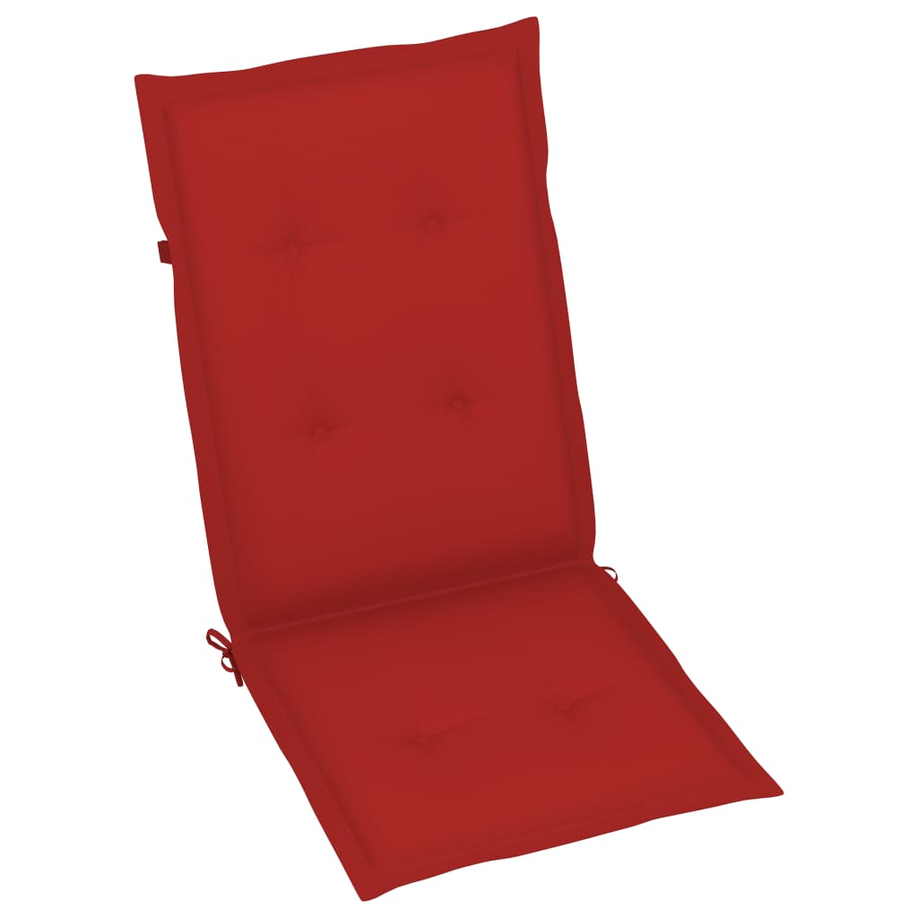 Patio Chairs 4 pcs with Red Cushions Solid Teak Wood