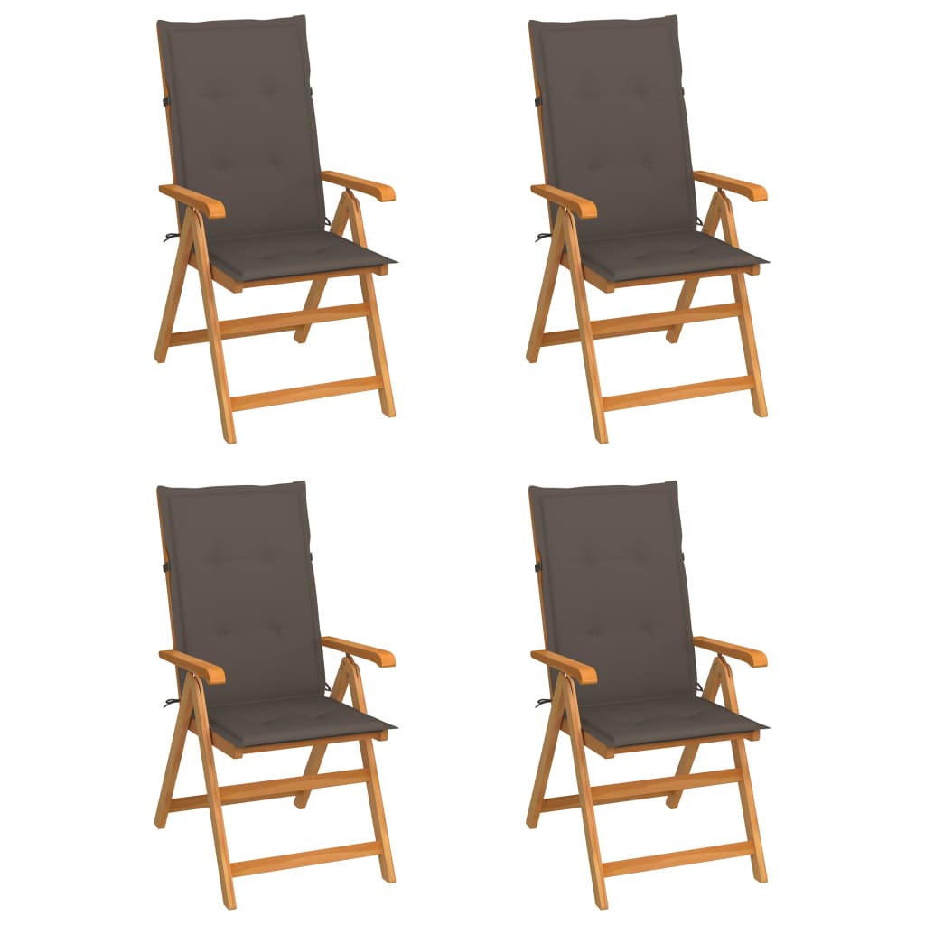 Patio Chairs 4 pcs with Taupe Cushions Solid Teak Wood