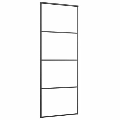 Sliding Door Aluminium and ESG Glass 76x205 cm Black