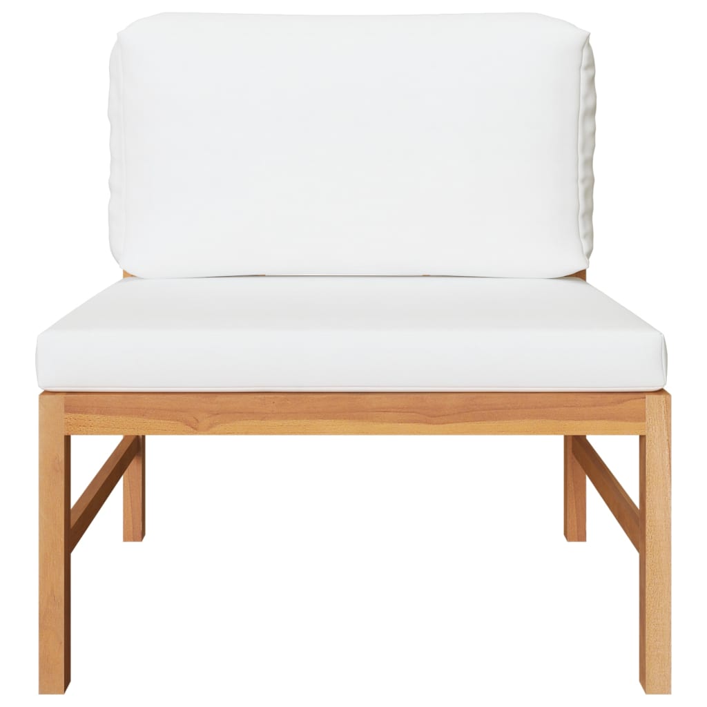 2 Piece Patio Lounge Set with Cream Cushions Teak Wood