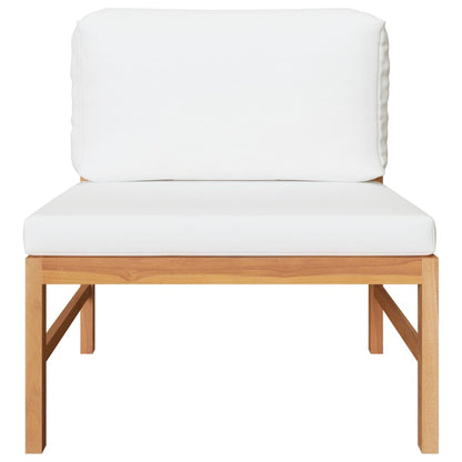 2 Piece Patio Lounge Set with Cream Cushions Teak Wood