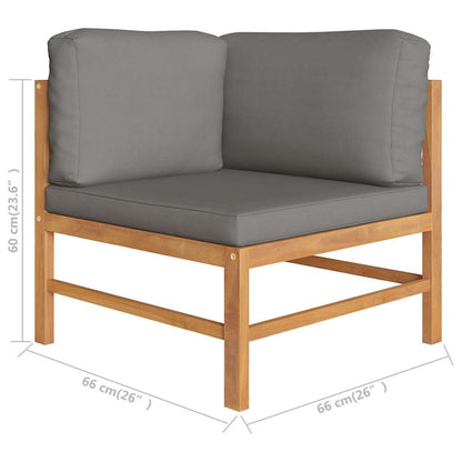 Corner Sofa with Dark Gray Cushions Solid Teak Wood