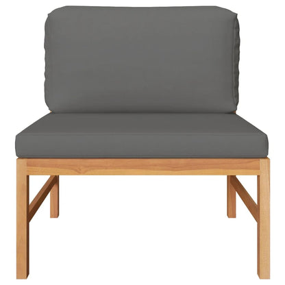 Middle Sofa with Dark Gray Cushions Solid Teak Wood