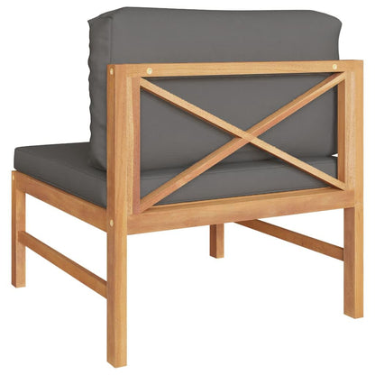Middle Sofa with Dark Gray Cushions Solid Teak Wood