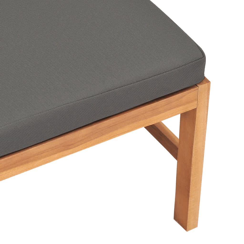 Middle Sofa with Dark Gray Cushions Solid Teak Wood