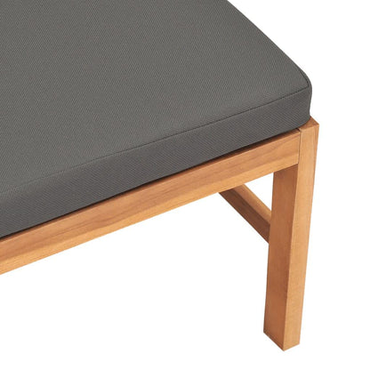 Middle Sofa with Dark Gray Cushions Solid Teak Wood