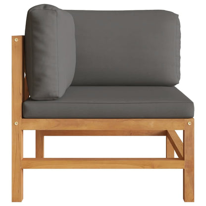 Corner Sofas 2 pcs with Dark Gray Cushions Solid Teak Wood