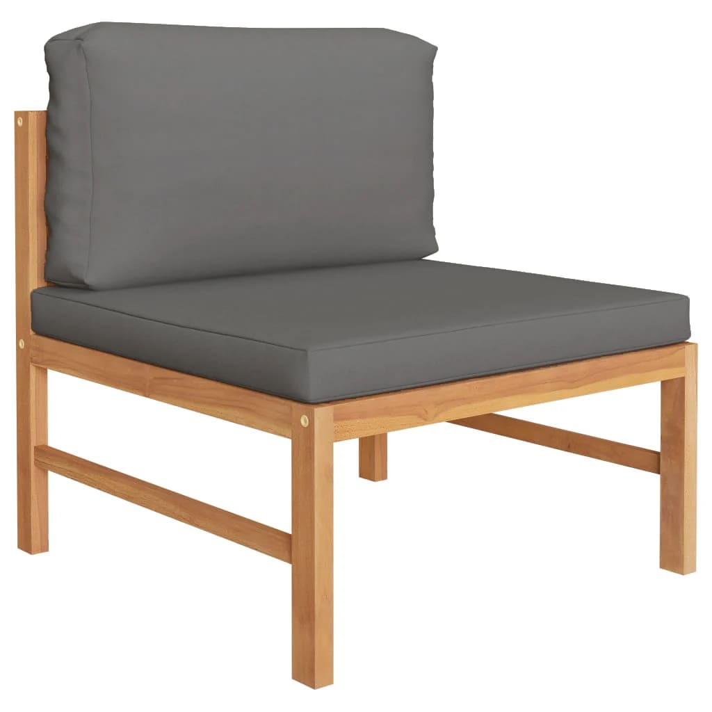 3 Piece Patio Lounge Set with Dark Gray Cushions Teak Wood
