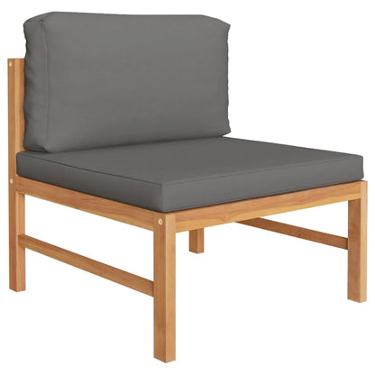 3 Piece Patio Lounge Set with Dark Gray Cushions Teak Wood