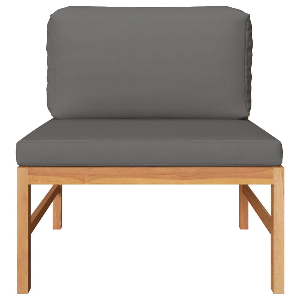 3 Piece Patio Lounge Set with Dark Gray Cushions Teak Wood