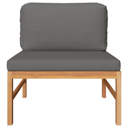 3 Piece Patio Lounge Set with Dark Gray Cushions Teak Wood