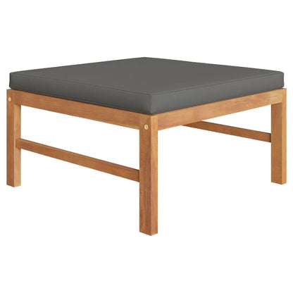 3 Piece Patio Lounge Set with Dark Gray Cushions Teak Wood