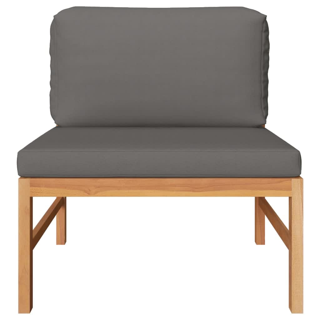 2 Piece Patio Lounge Set with Dark Gray Cushions Teak Wood