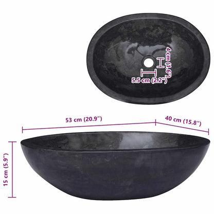 Sink Black 20.9"x15.7"x5.9" Marble