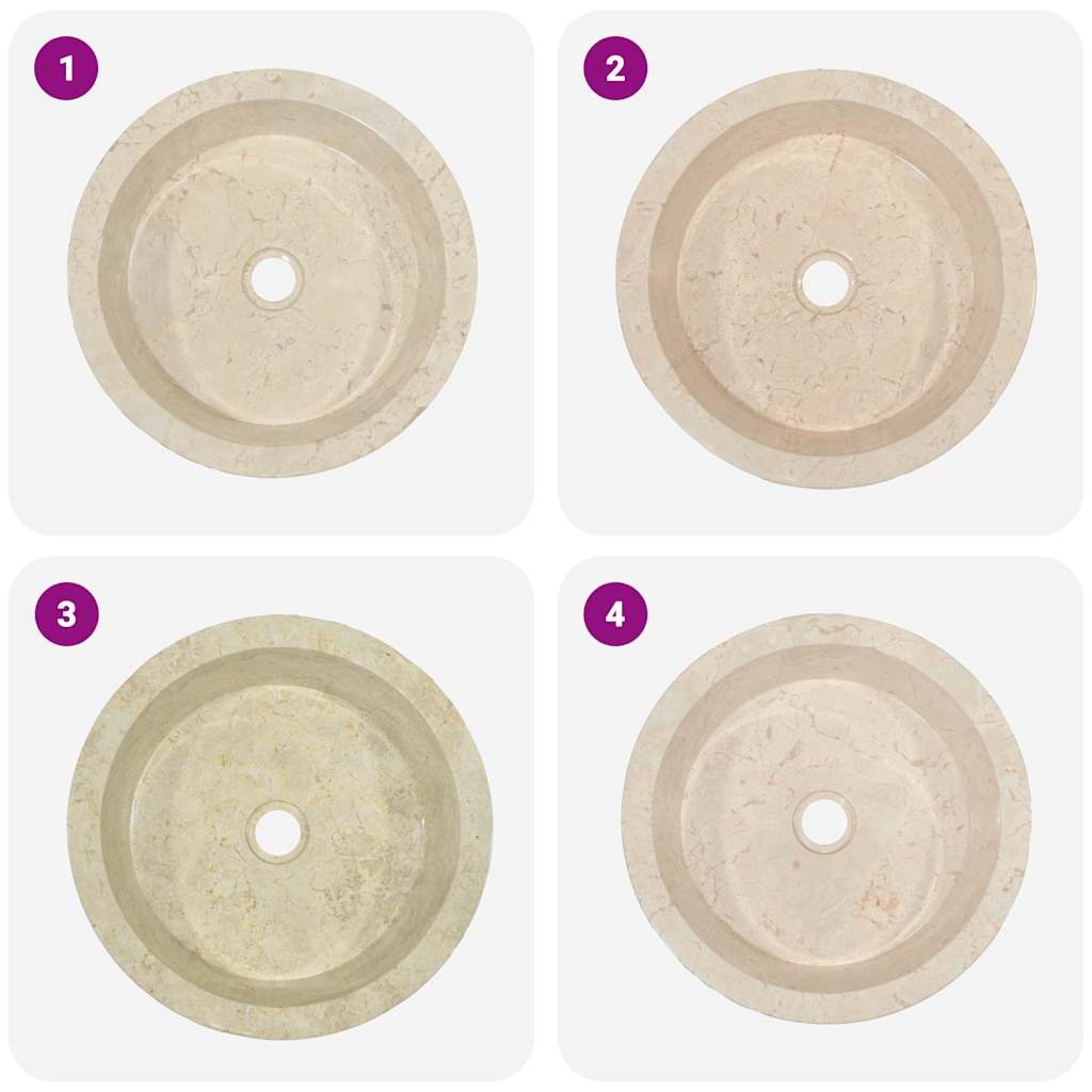 Sink Cream Ø40x15 cm Marble