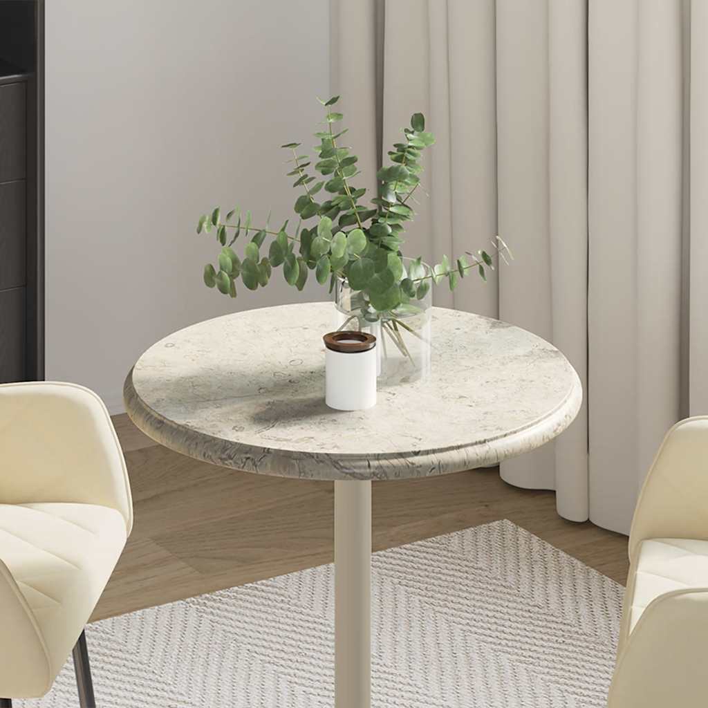 Table Top | Grey | Marble | 50 cm diameter |  Durable | Table Top | Round