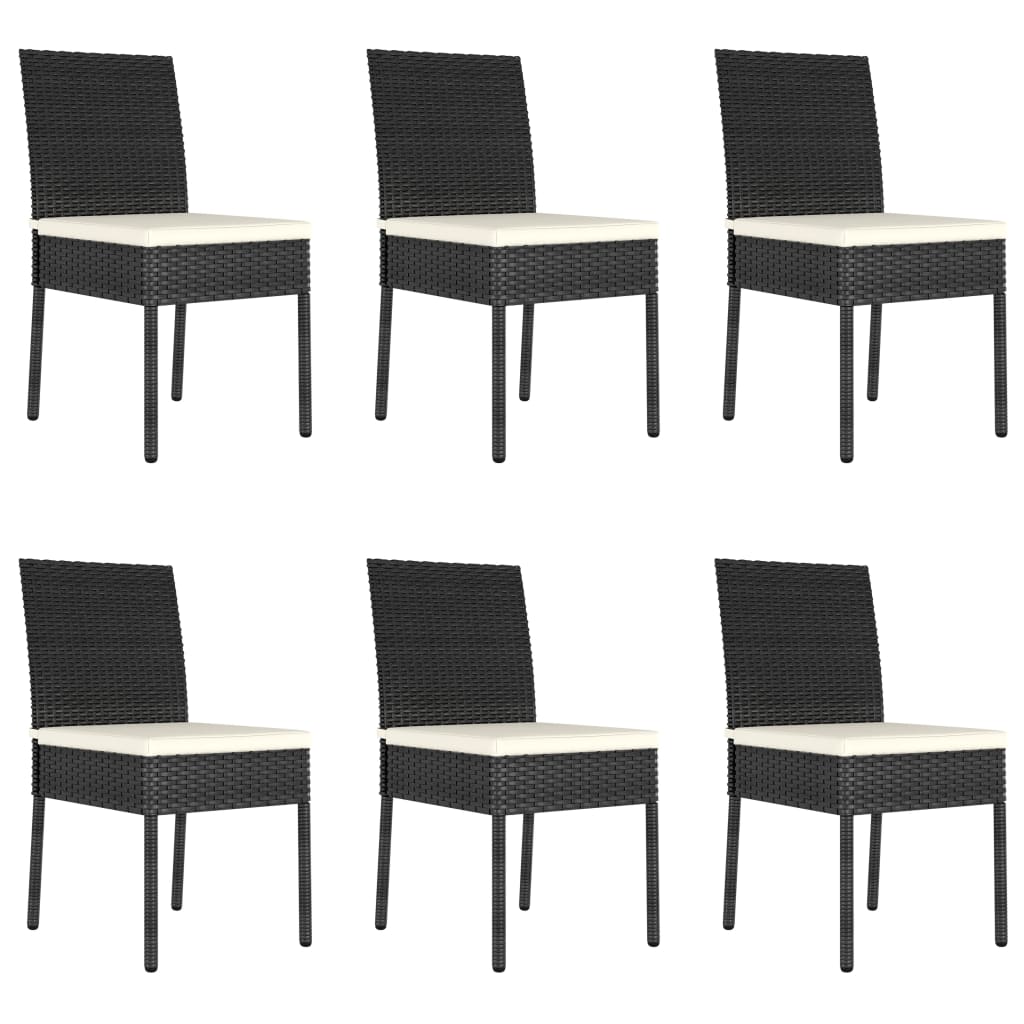 7 Piece Patio Dining Set Poly Rattan Black