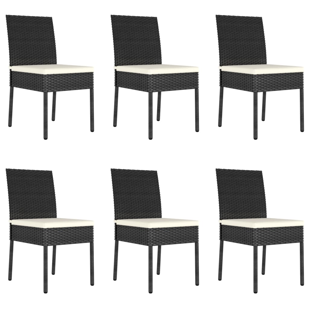7 Piece Patio Dining Set Poly Rattan Black