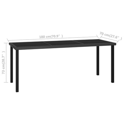7 Piece Patio Dining Set Poly Rattan Black