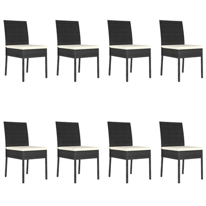 9 Piece Patio Dining Set Poly Rattan Black