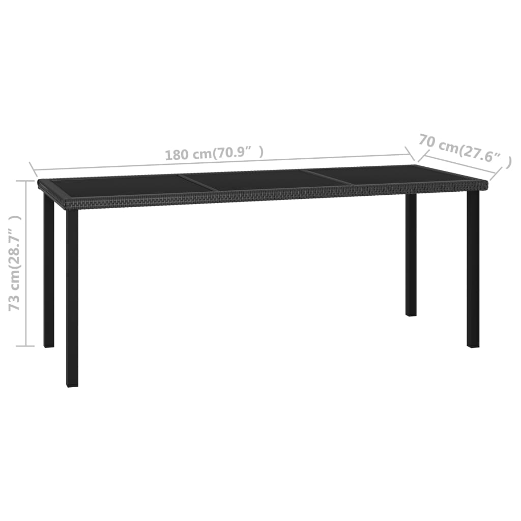 9 Piece Patio Dining Set Poly Rattan Black